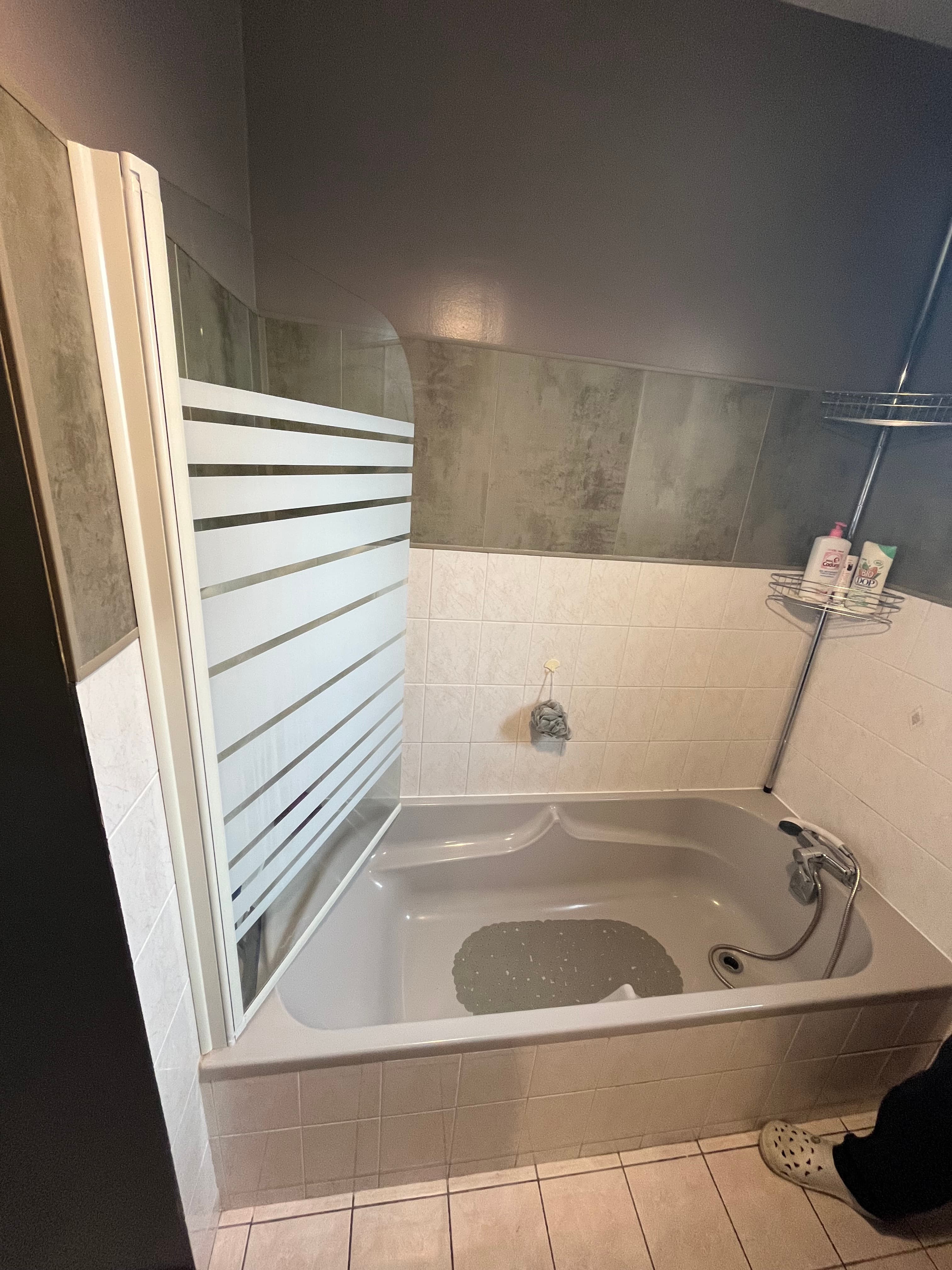 Avant travaux, ancienne salle de bain avec baignoire : réalisation 4, Douche installée en 1 journée